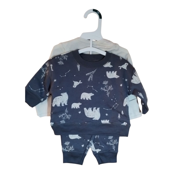 Carter's Other - Carter's Baby 3 Piece Cream Bear Constellation Set Onesie Sweat Suit NWT 3 Month
